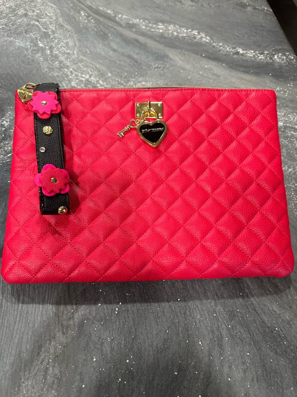 Betsey Johnson Hot Pink Floral Lined Handbag